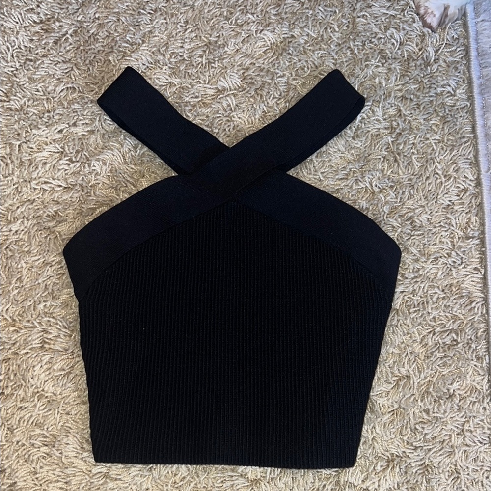 Aritzia Black Cross-Strap Women's Top